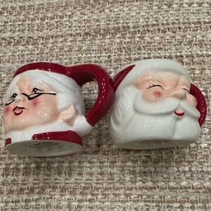 Pottery Barn Santa Claus & Mrs Claus Mugs Set Of 2 NWOT
